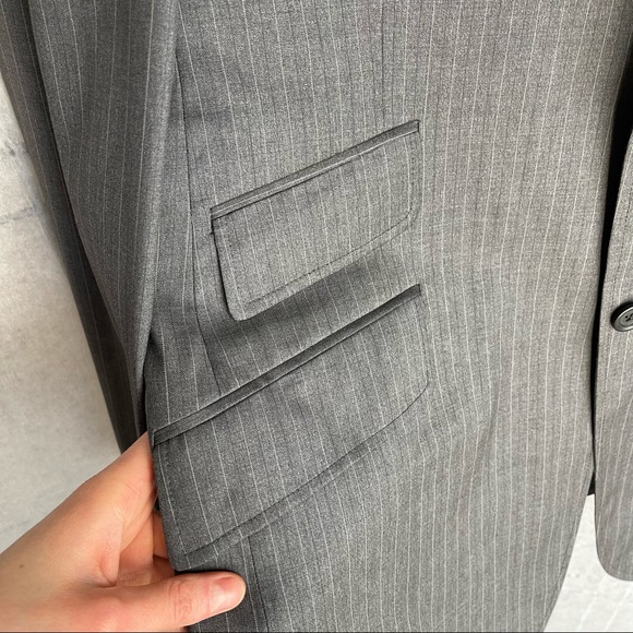 Burberry London Wool Cashmere Nova Check Chelsea Suit Jacket Blazer 40R Gray - Picture 2 of 14